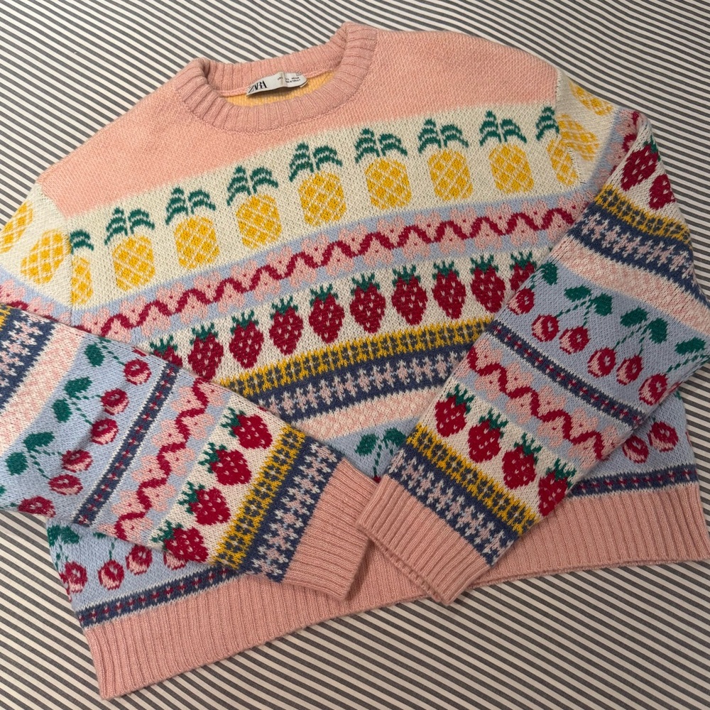 Zara Fruit Fair Isle Sweater